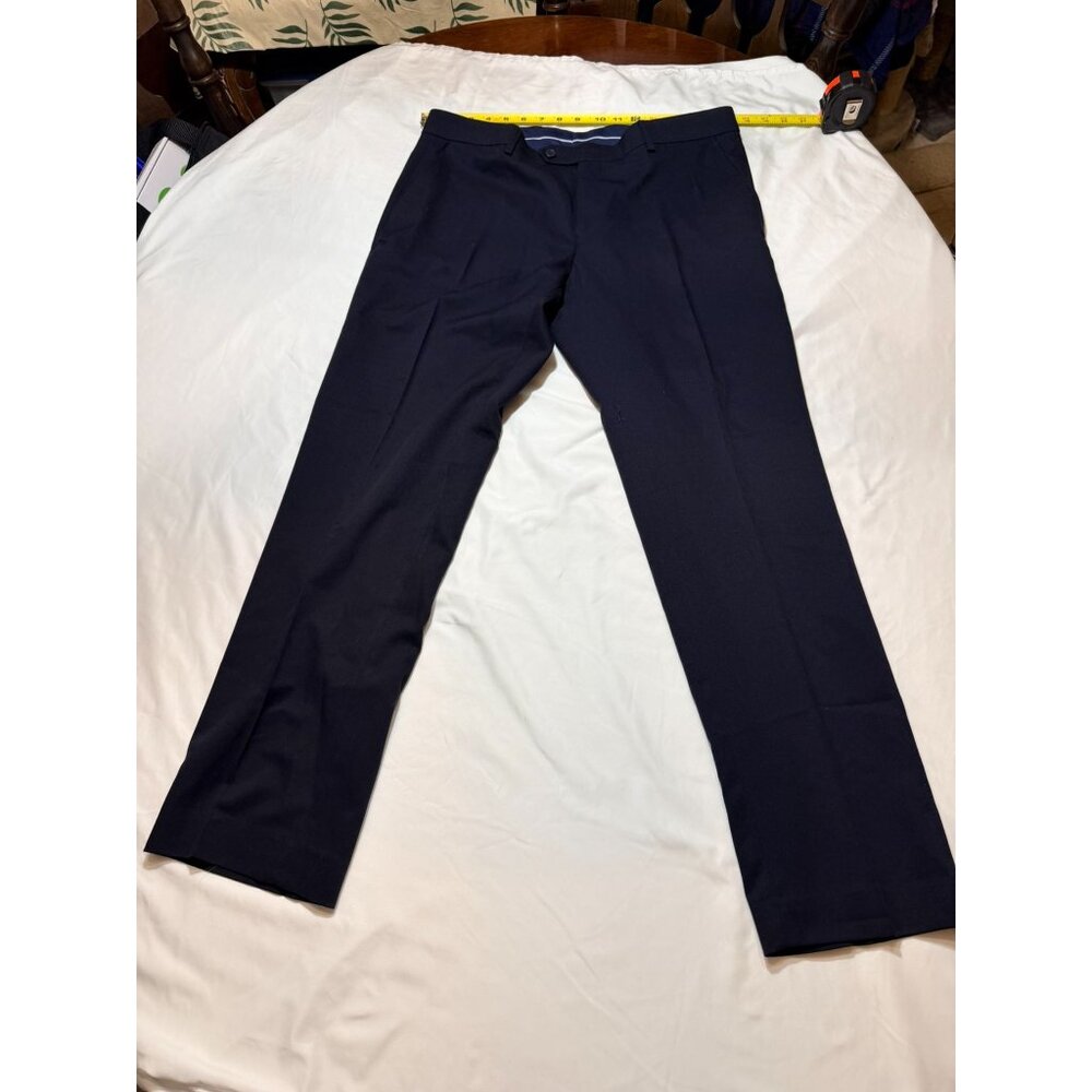 Tommy Hilfiger Mens Navy Dress Pants 34W X 30L Slim Fit Polyester Blend